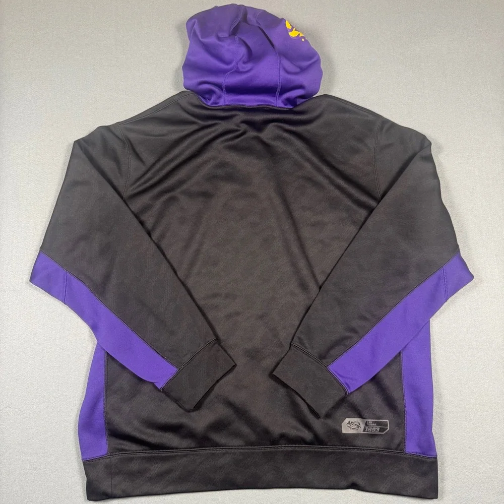 Nike LSU Tigers Therma-FIT Hoodie Mens XL Black Purple Colorblock Sweatshirt